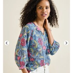 Garnet Hill 2025 Keya Organic Cotton Voile Blouse Size Small